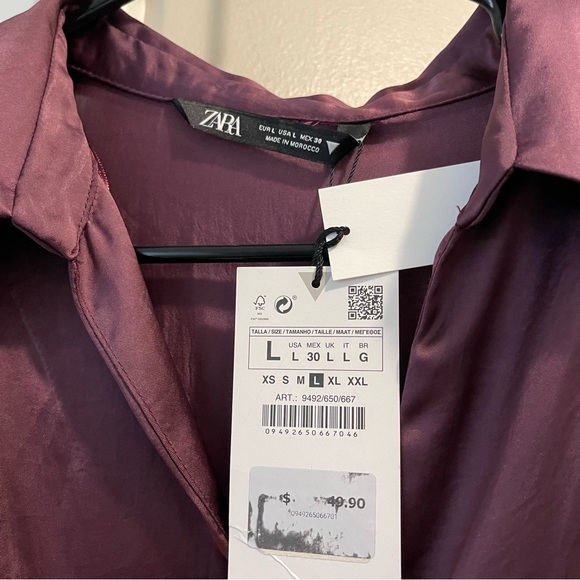 NWT - Zara Short Satin Dress, Size L - Picture 3 of 4